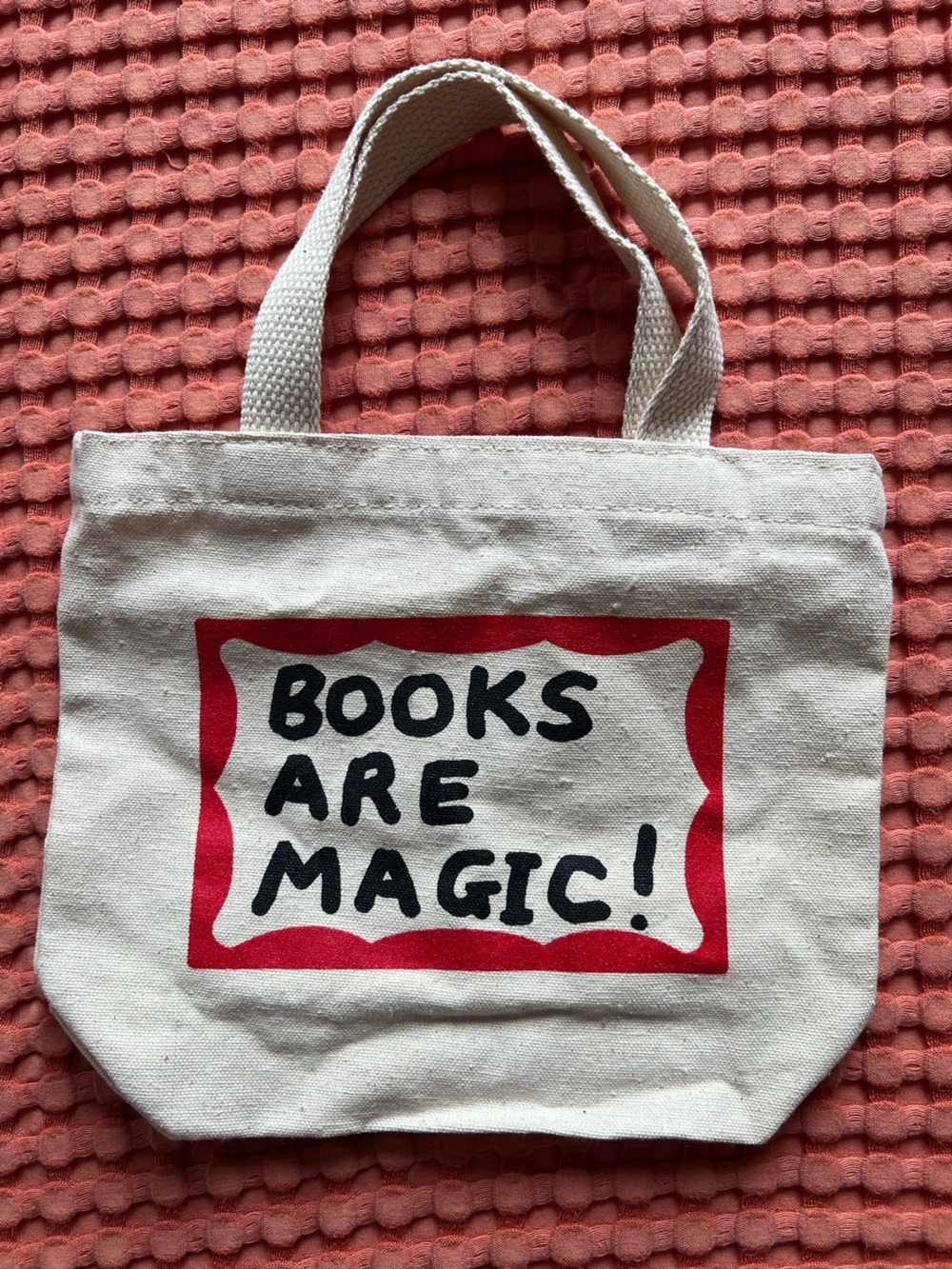 Mini Books Are Magic Canvas Tote Bag White & Red